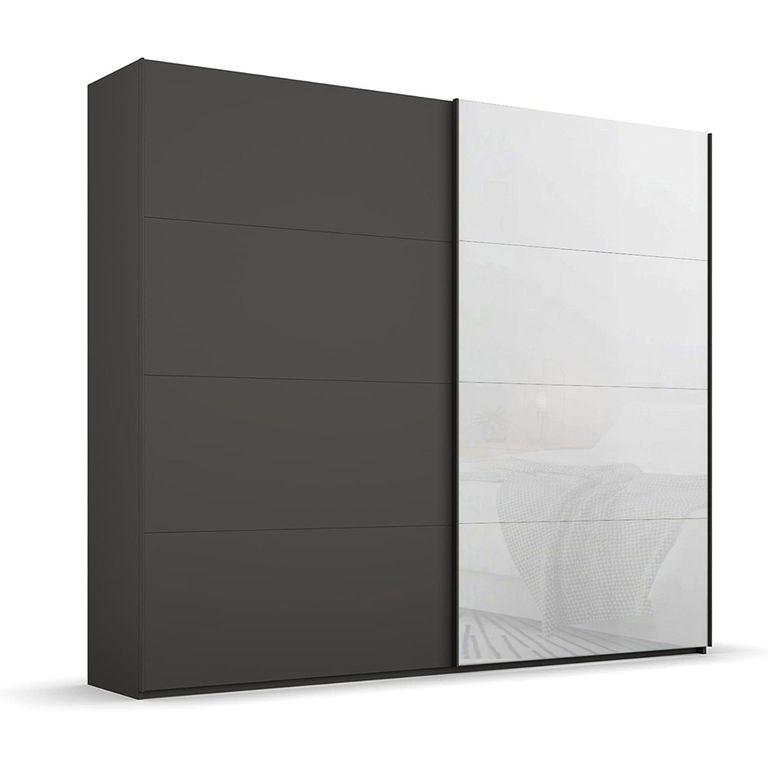 Beluga Extra Sliding Wardrobe - 226cm - 2 Door - Graphite & White Glass Front