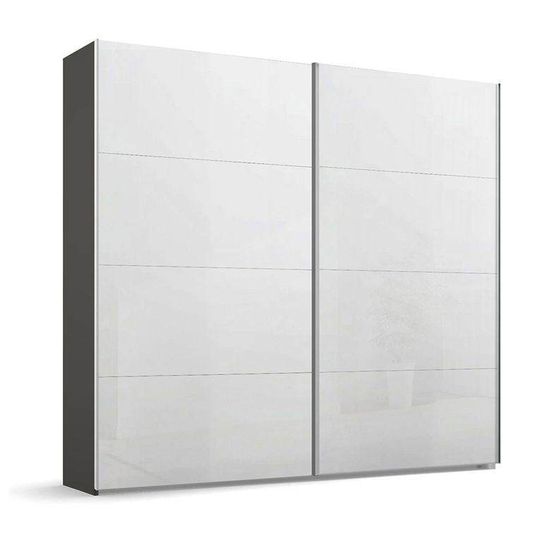 Beluga Extra Sliding Wardrobe - 226cm - 2 Door - Graphite & White High Gloss