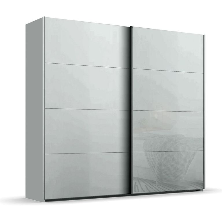 Beluga Extra Sliding Wardrobe - 226cm - 2 Door - Silk Grey & Silk Grey Glass Front