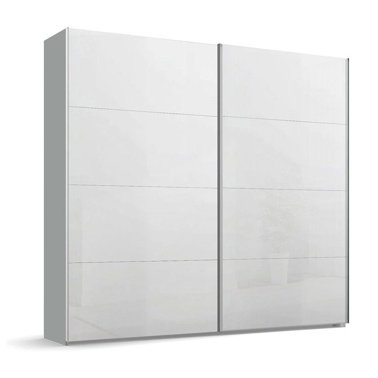 Beluga Extra Sliding Wardrobe - 226cm - 2 Door - Silk Grey & White High Gloss