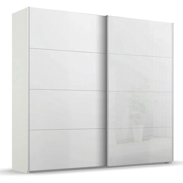 Beluga Extra Sliding Wardrobe - 226cm - 2 Door - White High Gloss & Alpine White Front