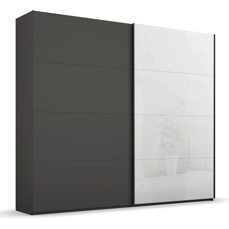 Beluga Extra Sliding Wardrobe - 226cm - 2 Door - White High Gloss & Graphite Front