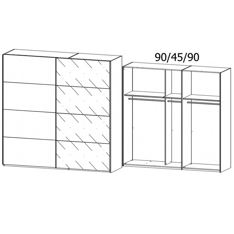 Rauch Beluga Extra 226cm 2 Door Sliding Wardrobe with Grey Mirror - Alpine White