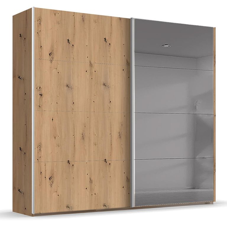 Rauch Beluga Extra 226cm 2 Door Sliding Wardrobe with Grey Mirror - Artisan Oak