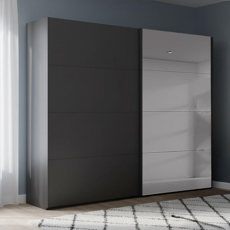 Rauch Beluga Extra 226cm 2 Door Sliding Wardrobe with Grey Mirror - Graphite