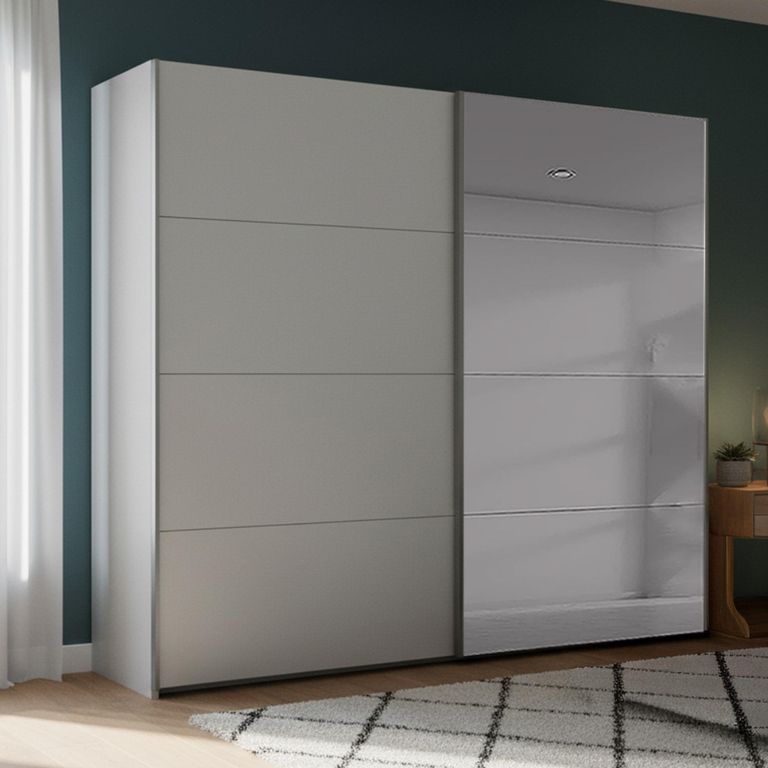 Rauch Beluga Extra 226cm 2 Door Sliding Wardrobe with Grey Mirror - Silk Grey