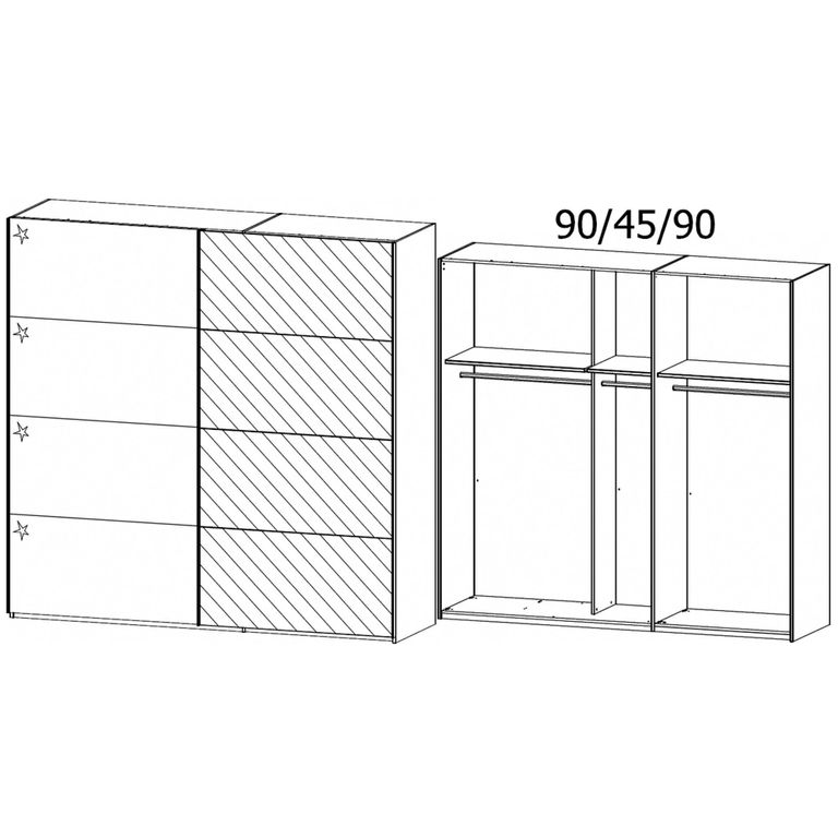 Beluga Extra Sliding Wardrobe - 226cm - 2 Door - Mirror - Alpine White & White High Gloss