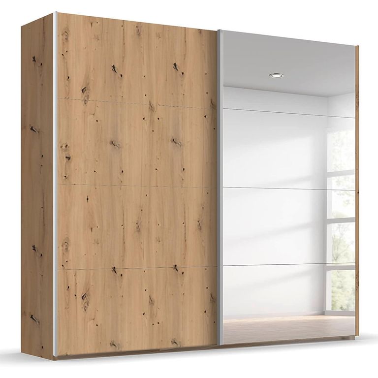 Beluga Extra Sliding Wardrobe - 226cm - 2 Door - Mirror - Artisan Oak