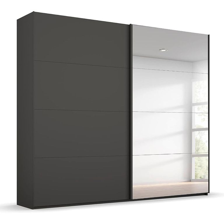 Beluga Extra Sliding Wardrobe - 226cm - 2 Door - Mirror - Graphite