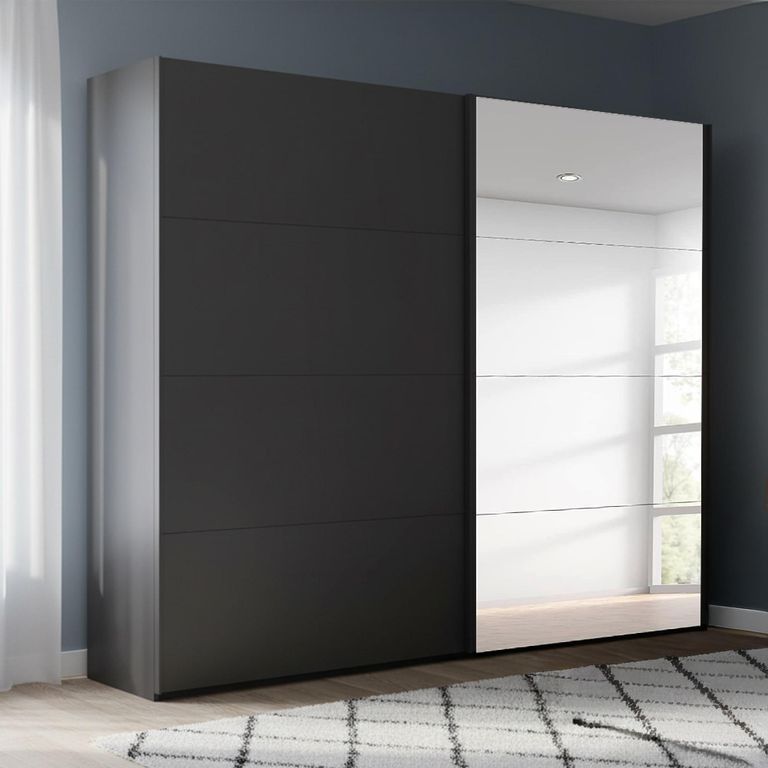 Beluga Extra Sliding Wardrobe - 226cm - 2 Door - Mirror - Graphite