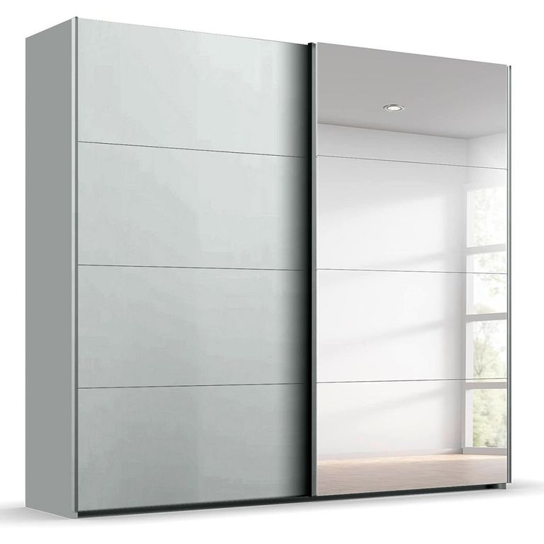 Beluga Extra Sliding Wardrobe - 226cm - 2 Door - Mirror - Silk Grey