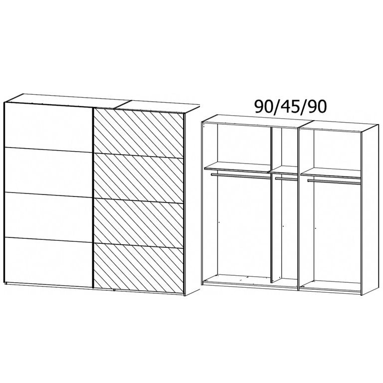 Beluga Extra Sliding Wardrobe - 226cm - 2 Door - Mirror - Silk Grey