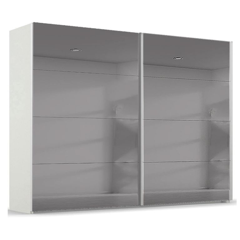 Rauch Beluga Extra 271cm 2 Door Sliding Grey Mirrored Wardrobe - Alpine White