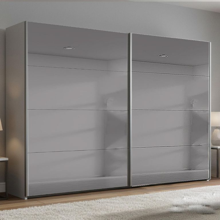 Rauch Beluga Extra 271cm 2 Door Sliding Grey Mirrored Wardrobe - Silk Grey