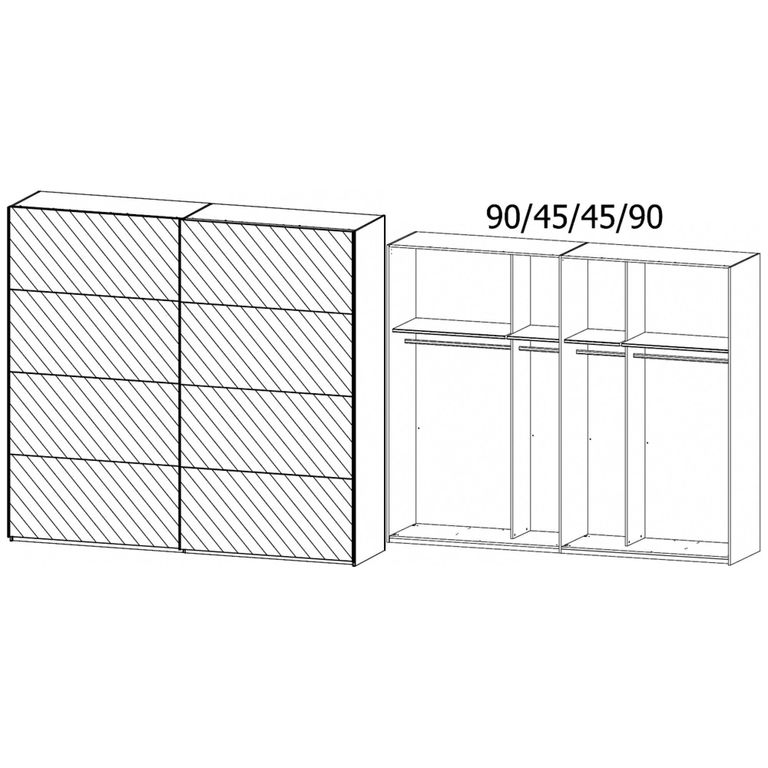 Beluga Extra Sliding Wardrobe - 271cm - 2 Door - Mirrored - Graphite