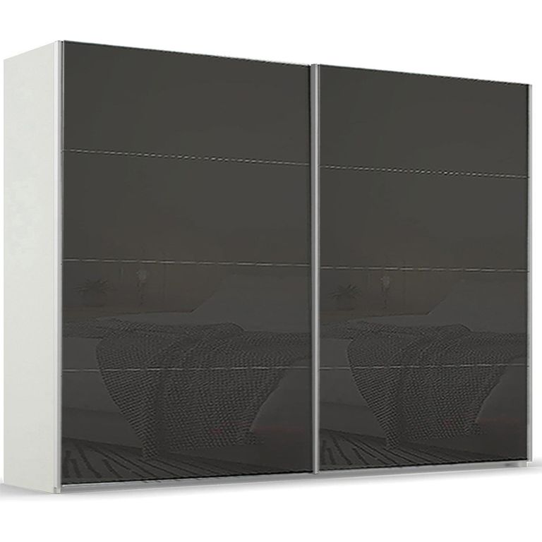 Rauch Beluga Extra 271cm 2 Door Sliding Wardrobe - Alpine White and Basalt Glass