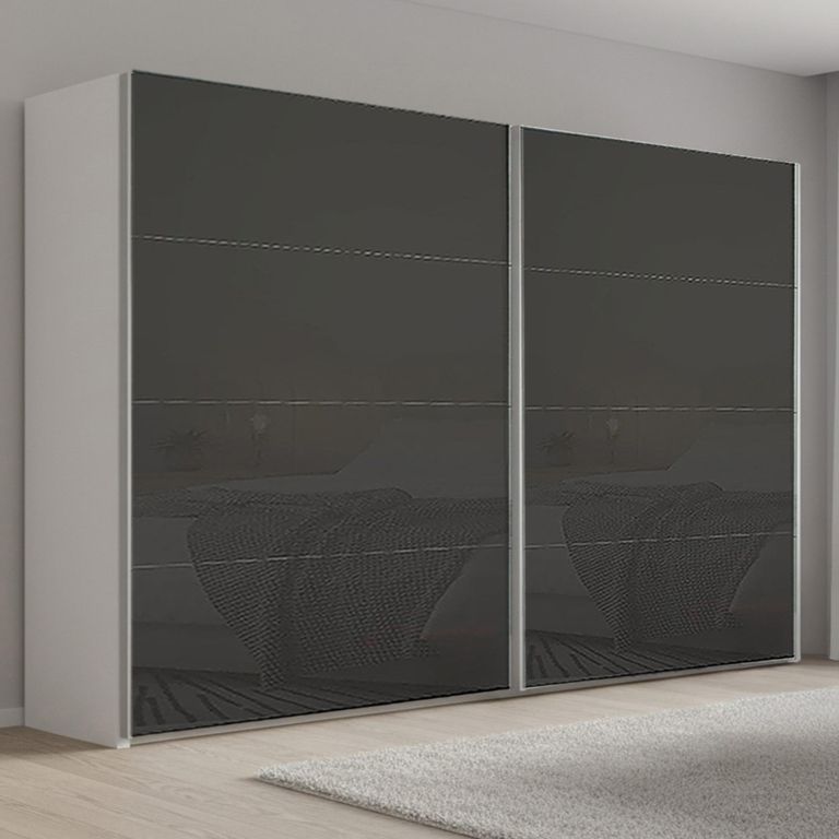 Rauch Beluga Extra 271cm 2 Door Sliding Wardrobe - Alpine White and Basalt Glass