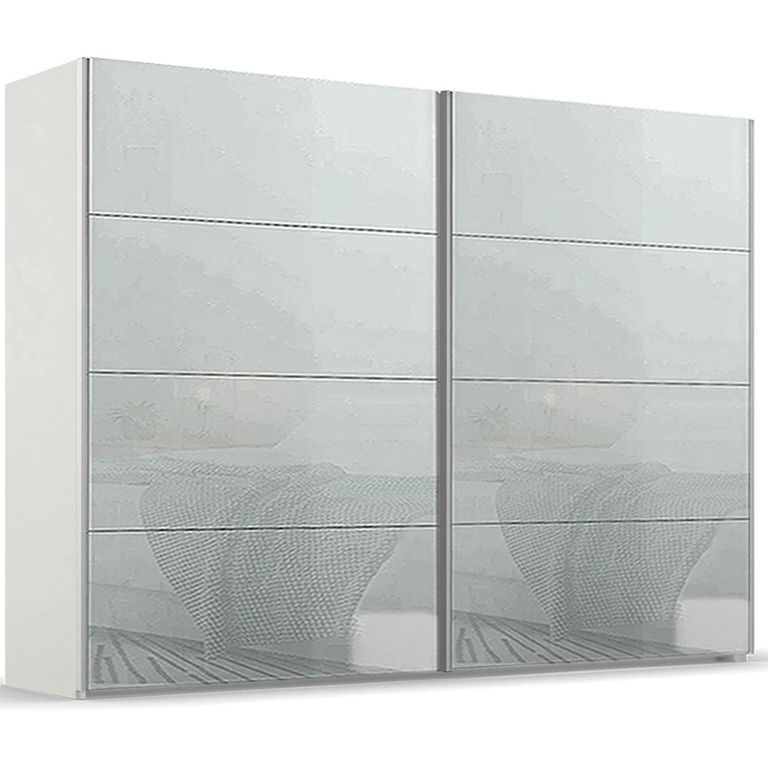 Rauch Beluga Extra 271cm 2 Door Sliding Wardrobe - Alpine White and Silk Grey Glass