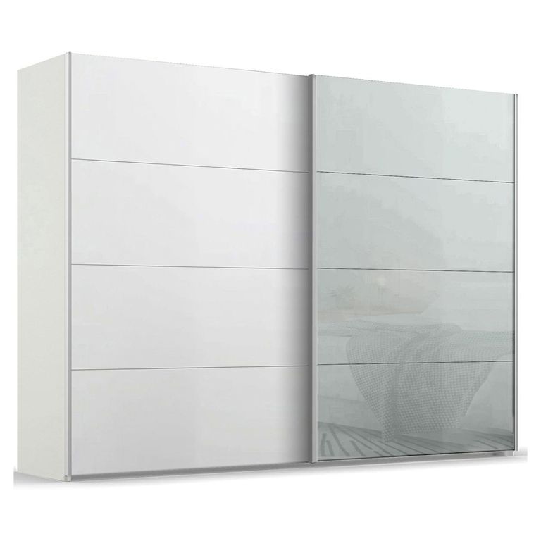 Beluga Extra Sliding Wardrobe - 271cm - 2 Door - Alpine White & Silk Grey Glass Front