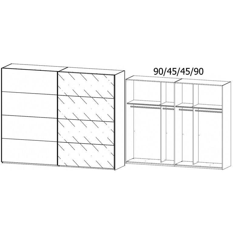 Beluga Extra Sliding Wardrobe - 271cm - 2 Door - Alpine White & Silk Grey Glass Front