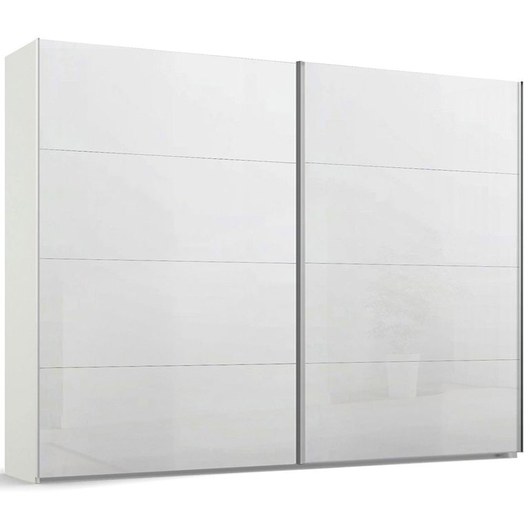 Beluga Extra Sliding Wardrobe - 271cm - 2 Door - Alpine White & White High Gloss