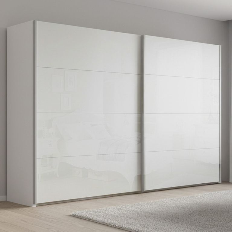 Beluga Extra Sliding Wardrobe - 271cm - 2 Door - Alpine White & White High Gloss