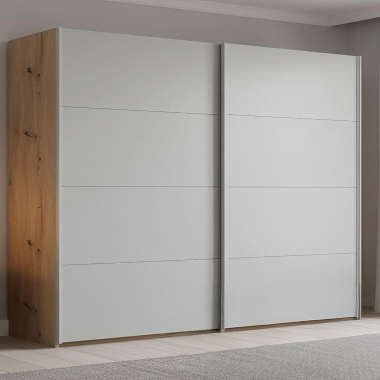 Beluga Extra Sliding Wardrobe - 271cm - 2 Door - Artisan Oak & Silk Grey