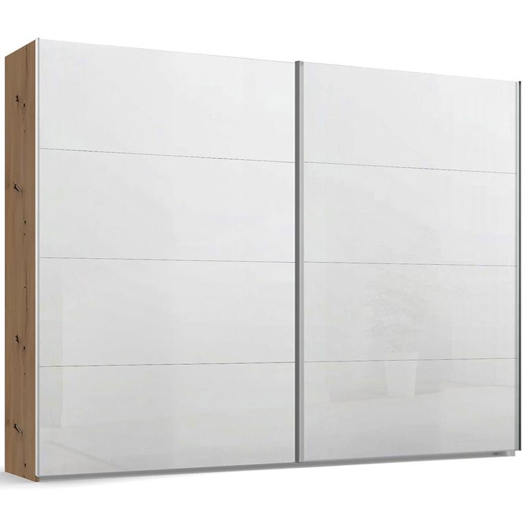 Beluga Extra Sliding Wardrobe - 271cm - 2 Door - Artisan Oak & White High Gloss