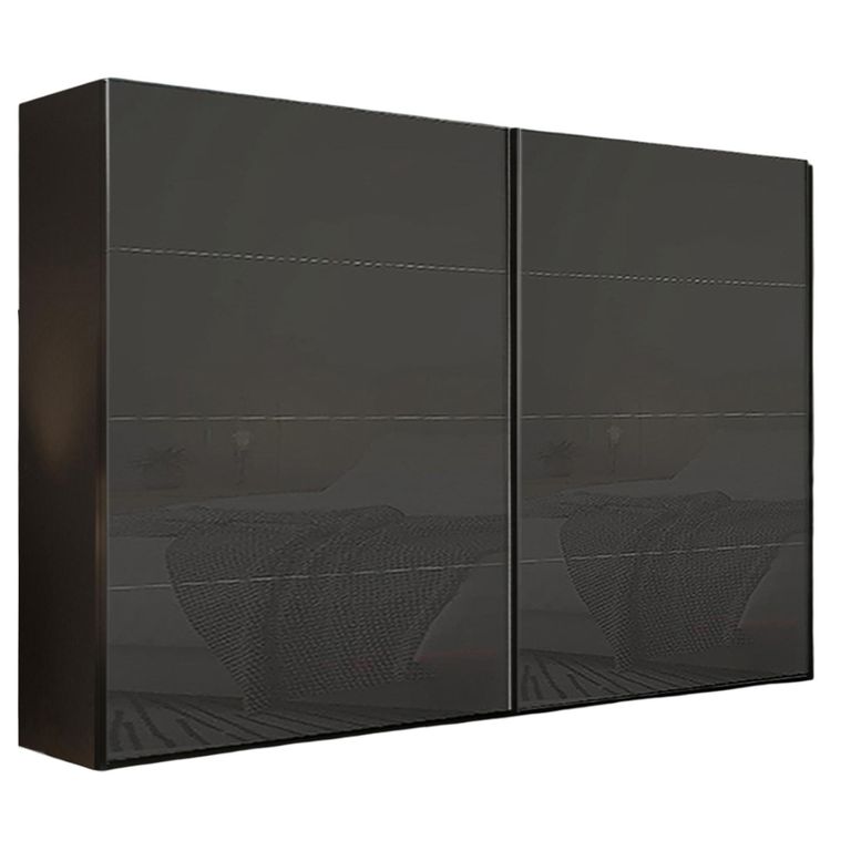 Rauch Beluga Extra 271cm 2 Door Sliding Wardrobe - Graphite and Basalt Glass