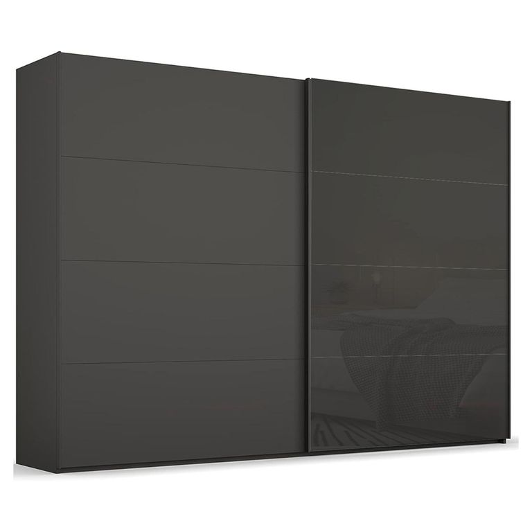 Beluga Extra Sliding Wardrobe - 271cm - 2 Door - Graphite & Basalt Glass Front