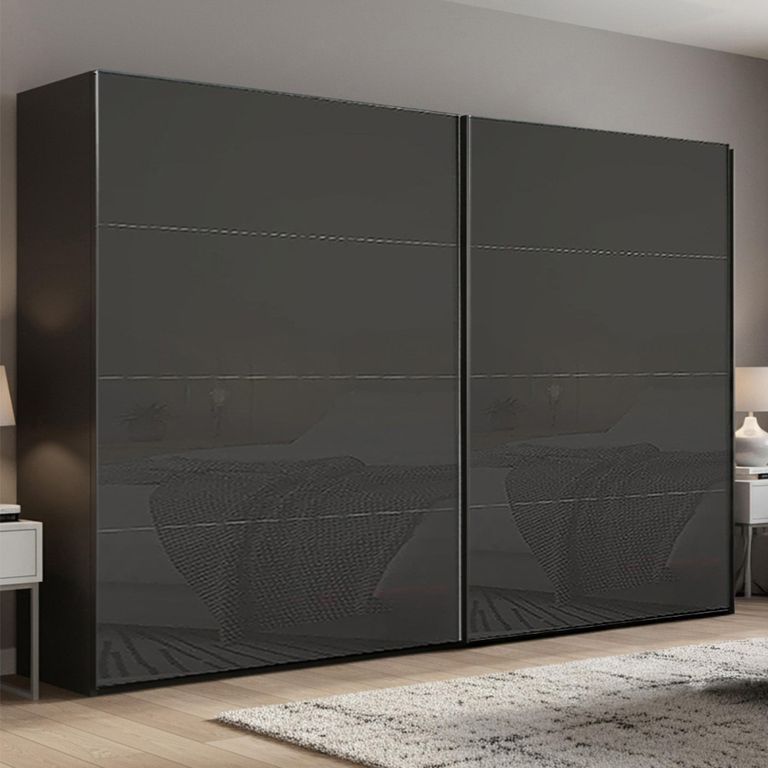Rauch Beluga Extra 271cm 2 Door Sliding Wardrobe - Graphite and Basalt Glass