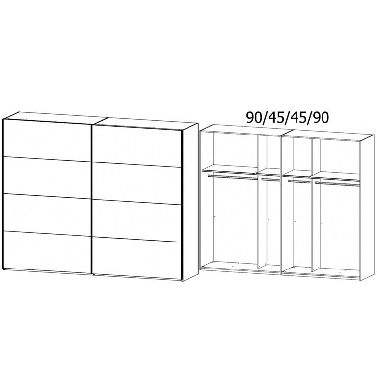 Beluga Extra Sliding Wardrobe - 271cm - 2 Door - Graphite & Silk Grey