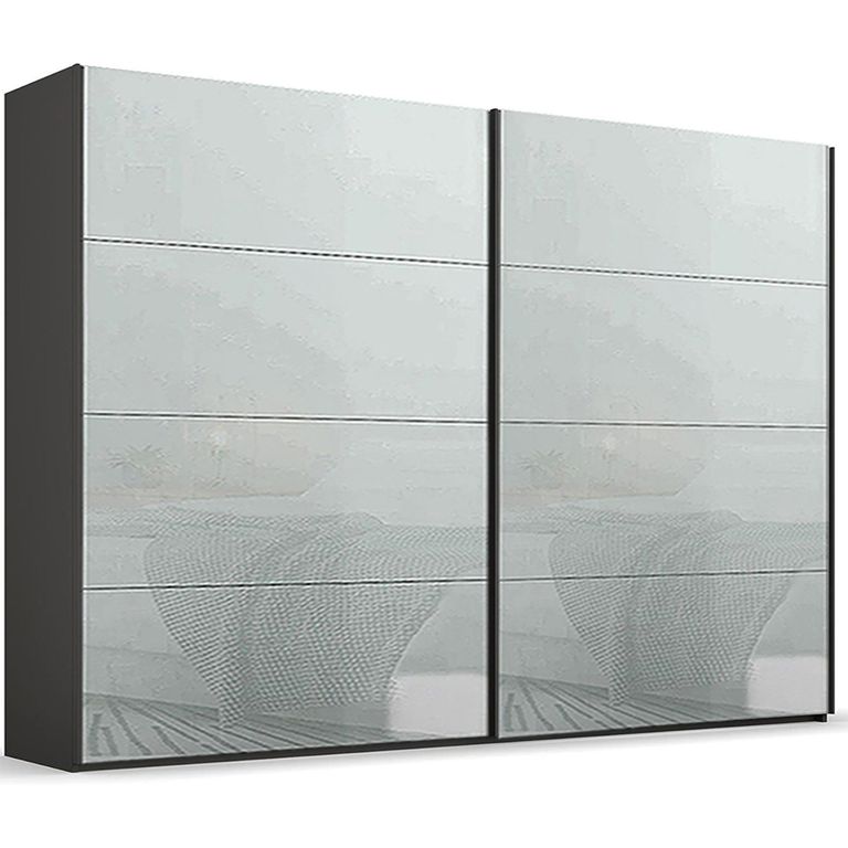 Rauch Beluga Extra 271cm 2 Door Sliding Wardrobe - Graphite and Silk Grey Glass