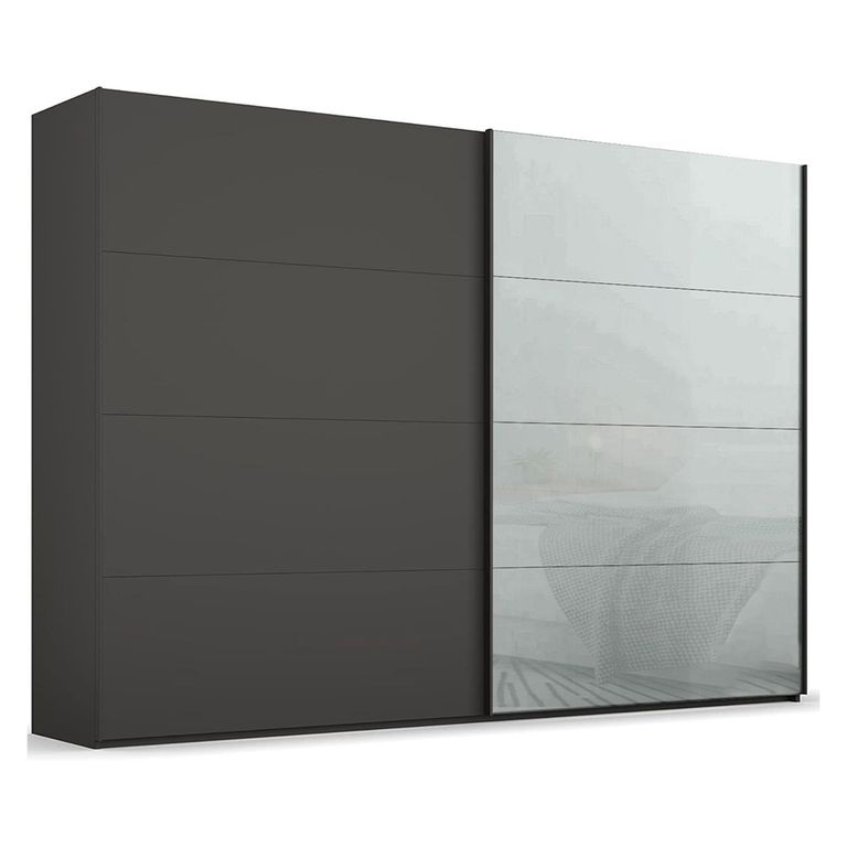 Beluga Extra Sliding Wardrobe - 271cm - 2 Door - Graphite & Silk Grey Glass Front