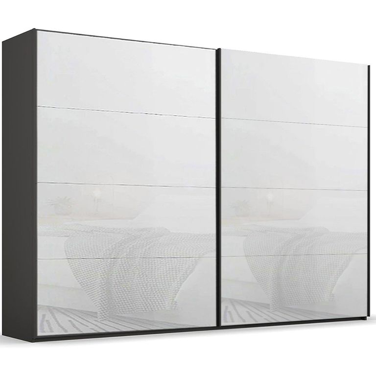 Rauch Beluga Extra 271cm 2 Door Sliding Wardrobe - Graphite and White Glass