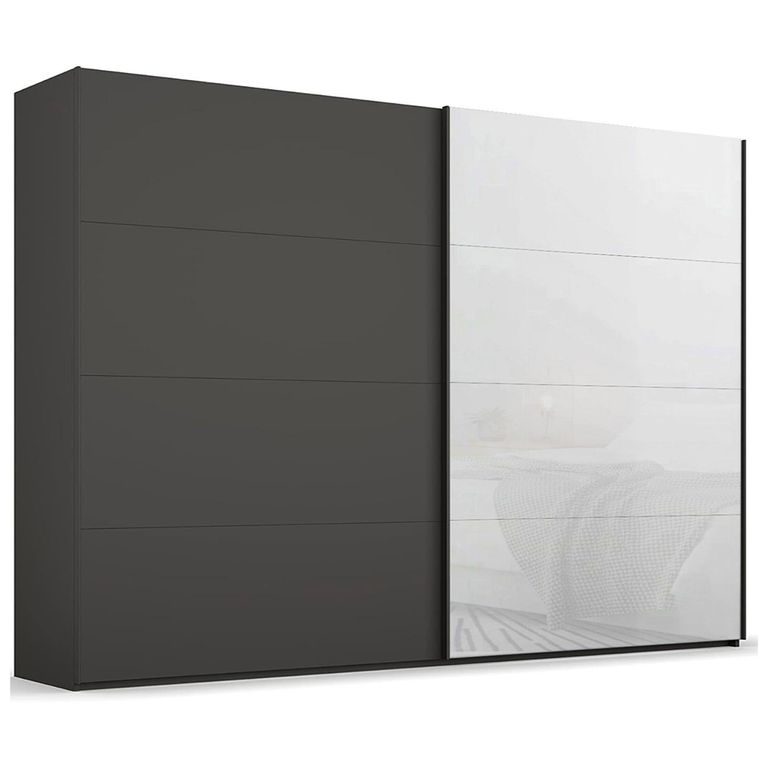 Beluga Extra Sliding Wardrobe - 271cm - 2 Door - Graphite & White Glass Front
