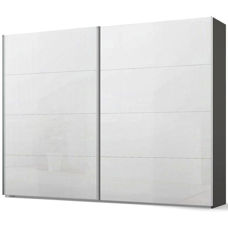 Beluga Extra Sliding Wardrobe - 271cm - 2 Door - Graphite & White High Gloss