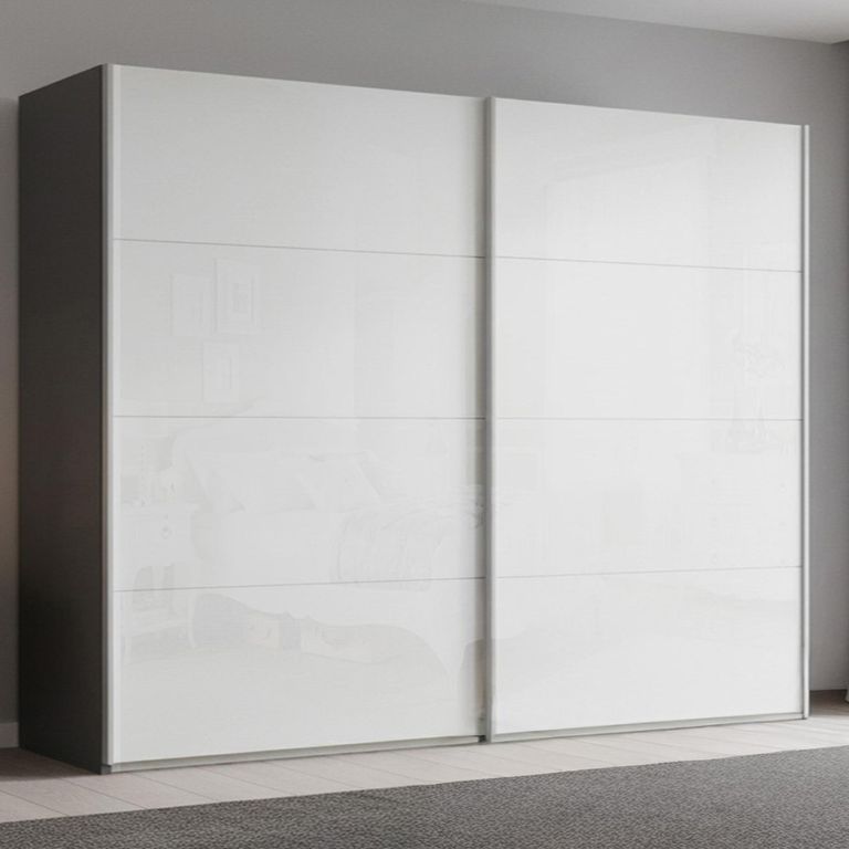 Beluga Extra Sliding Wardrobe - 271cm - 2 Door - Graphite & White High Gloss