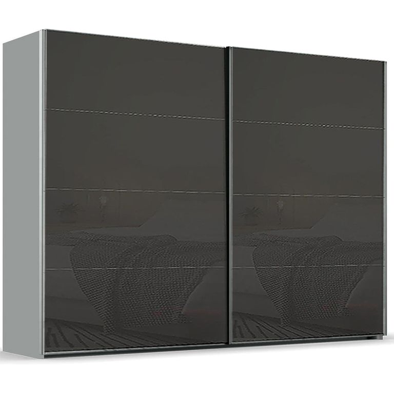 Rauch Beluga Extra 271cm 2 Door Sliding Wardrobe - Silk Grey and Basalt Glass