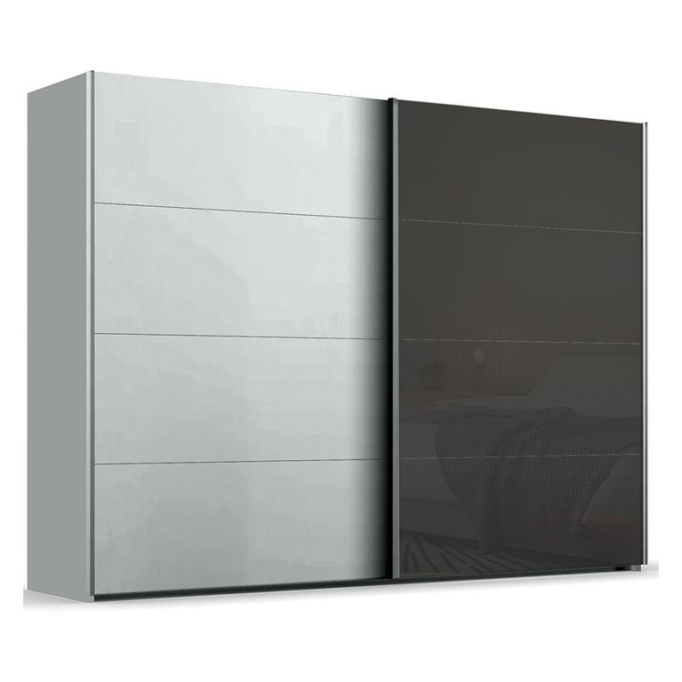 Beluga Extra Sliding Wardrobe - 271cm - 2 Door - Silk Grey & Basalt Glass Front