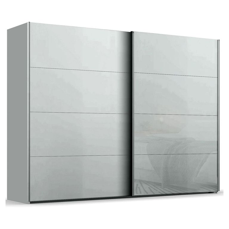 Beluga Extra Sliding Wardrobe - 271cm - 2 Door - Silk Grey & Silk Grey Glass Front