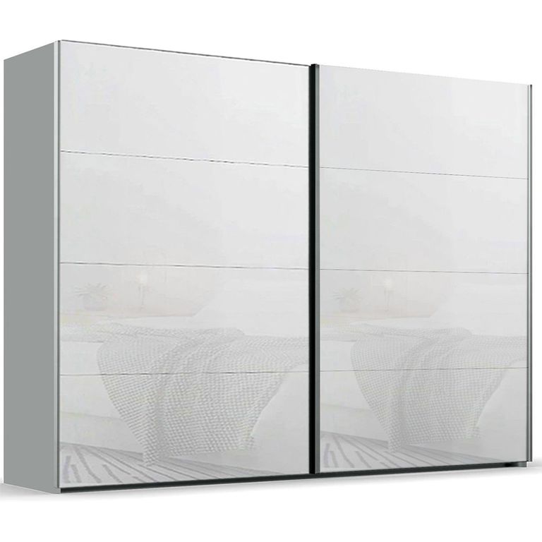 Rauch Beluga Extra 271cm 2 Door Sliding Wardrobe - Silk Grey and White Glass