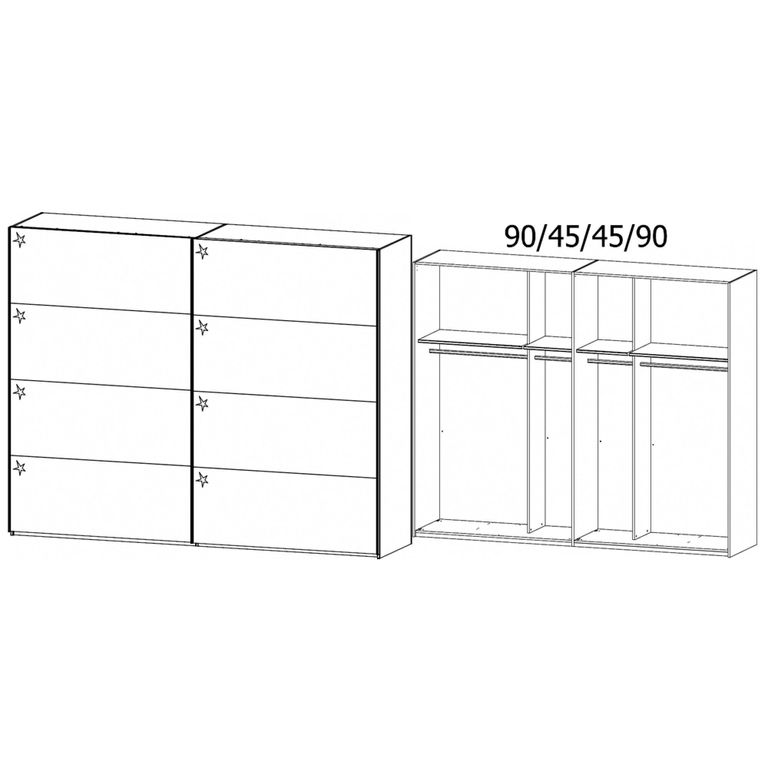 Beluga Extra Sliding Wardrobe - 271cm - 2 Door - Silk Grey & White High Gloss