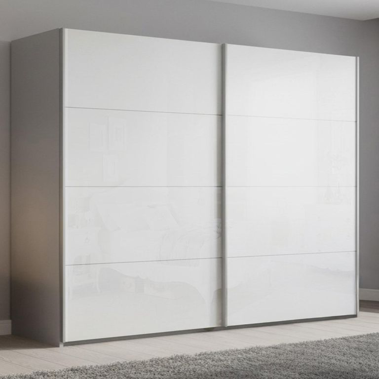 Beluga Extra Sliding Wardrobe - 271cm - 2 Door - Silk Grey & White High Gloss