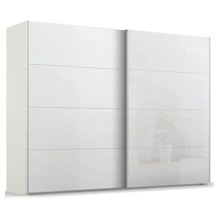 Beluga Extra Sliding Wardrobe - 271cm - 2 Door - White High Gloss & Alpine White Front