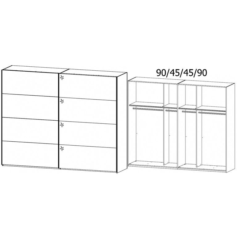 Beluga Extra Sliding Wardrobe - 271cm - 2 Door - White High Gloss & Alpine White Front