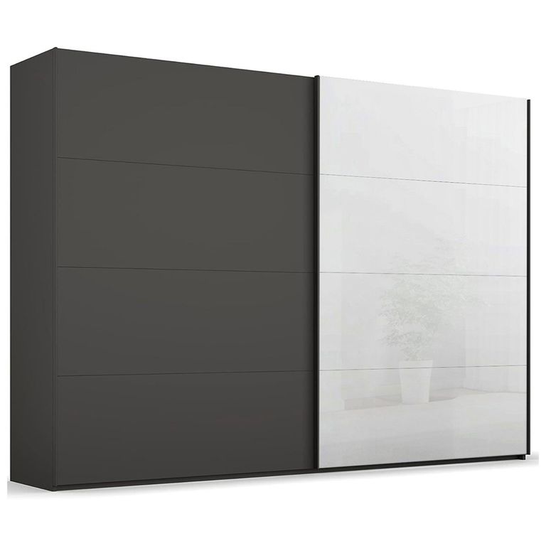 Beluga Extra Sliding Wardrobe - 271cm - 2 Door - White High Gloss & Graphite Front