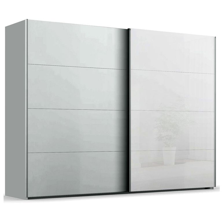 Beluga Extra Sliding Wardrobe - 271cm - 2 Door - White High Gloss & Silk Grey Front