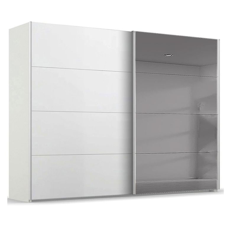 Rauch Beluga Extra 271cm 2 Door Sliding Wardrobe with Grey Mirror - Alpine White
