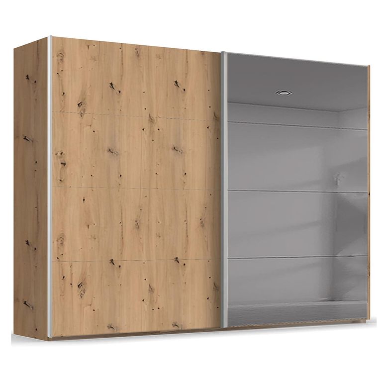 Rauch Beluga Extra 271cm 2 Door Sliding Wardrobe with Grey Mirror - Artisan Oak